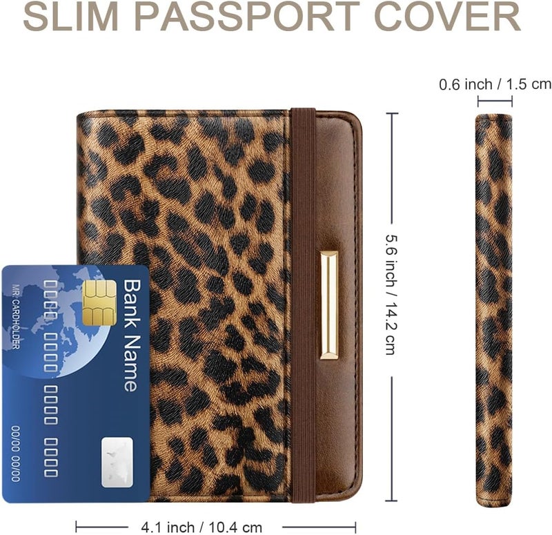 Coco Rossi Passport Holder Cover Travel RFID Blocking Passport Cover Rose Gold Cute Flowers Passport Wallet with Elastic Band for Women - Image 3